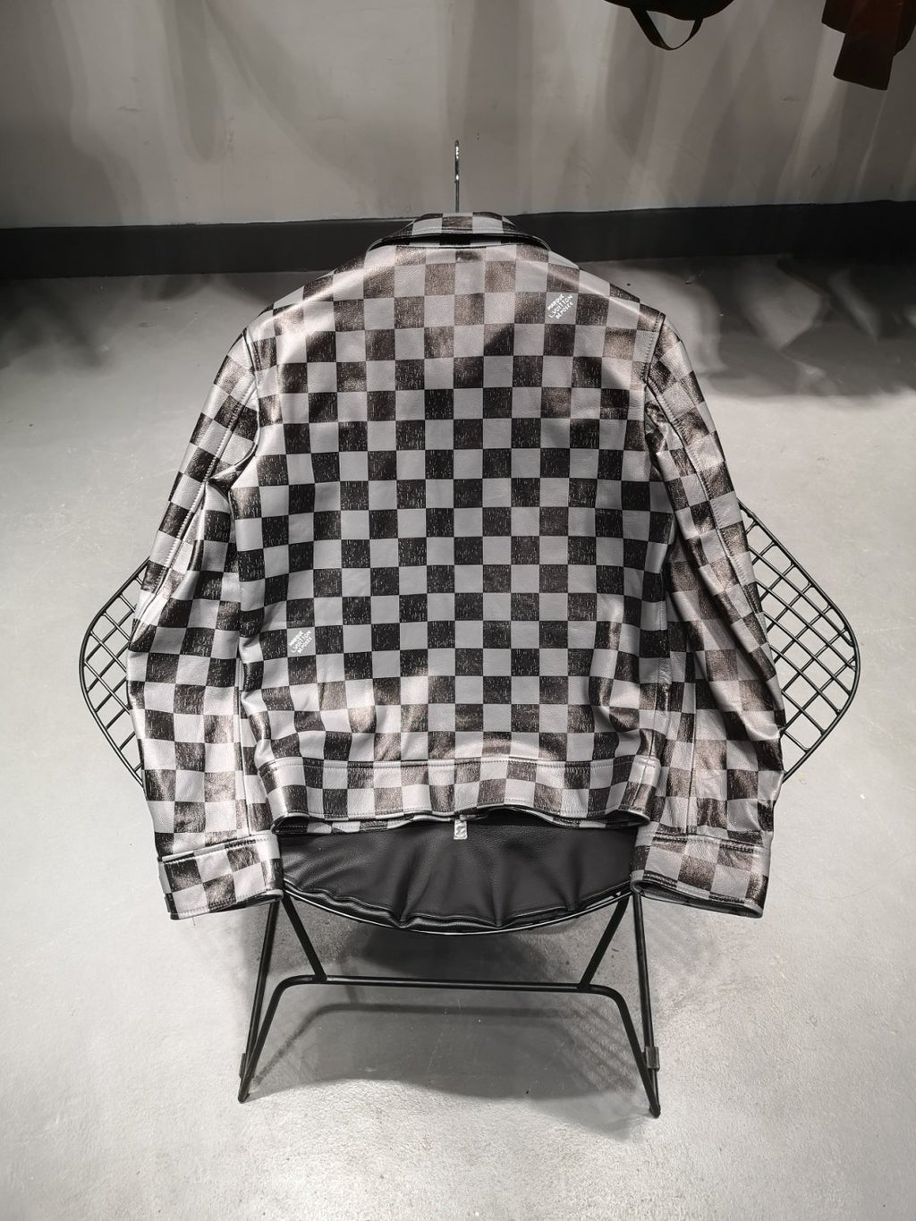 Louis Vuitton Men's Fall And Winter Casual Colorblocking Checkerboard Leather Jacket Letter Logo Temperament Jacket #6238