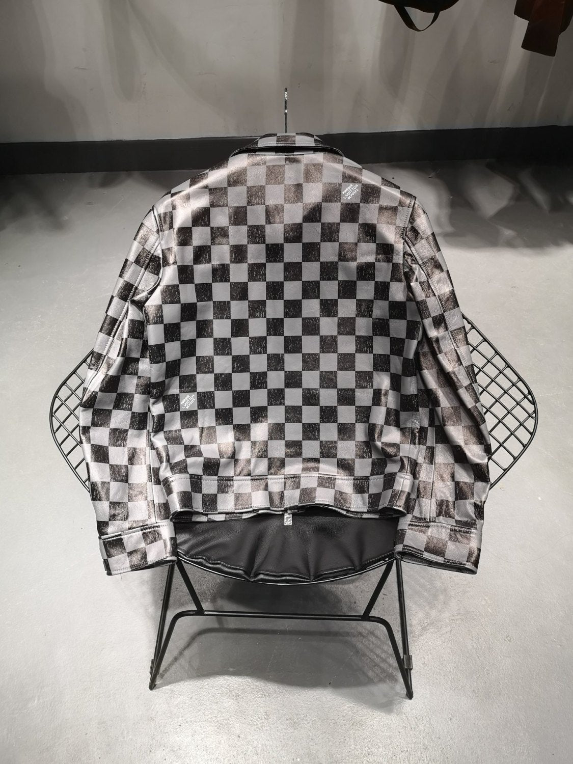 Louis Vuitton Men's Fall And Winter Casual Colorblocking Checkerboard Leather Jacket Letter Logo Temperament Jacket #6238