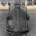 Chrome Hearts Men's Spring/Summer Dark Logo Leather Zipper Sleeveless Waistcoat Vest Jacket #98936