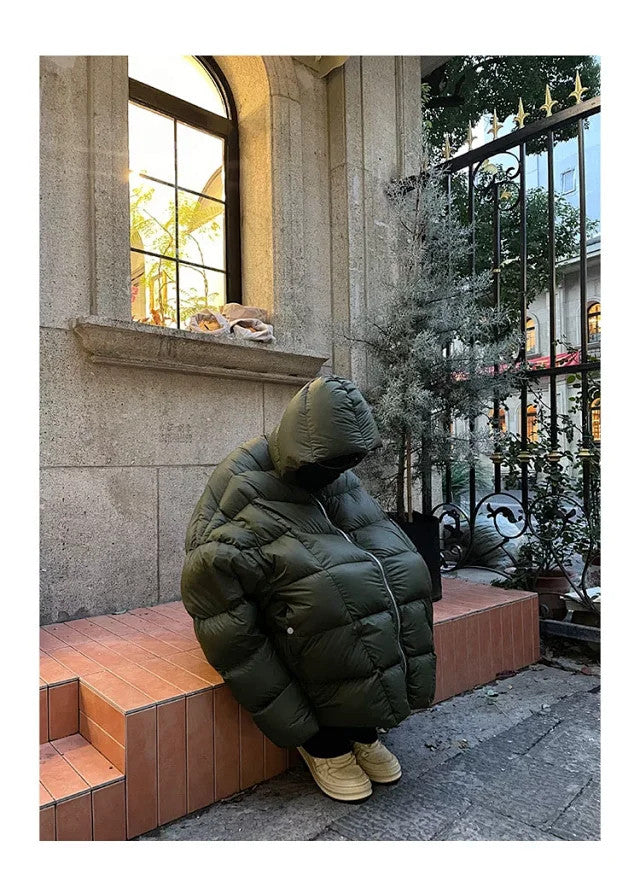 Rick Owens Women's Men's Fall And Winter Green Oversized Down Jacket Luxury Temperament Simple Trend Warm Down Jacket Ngvp #2498