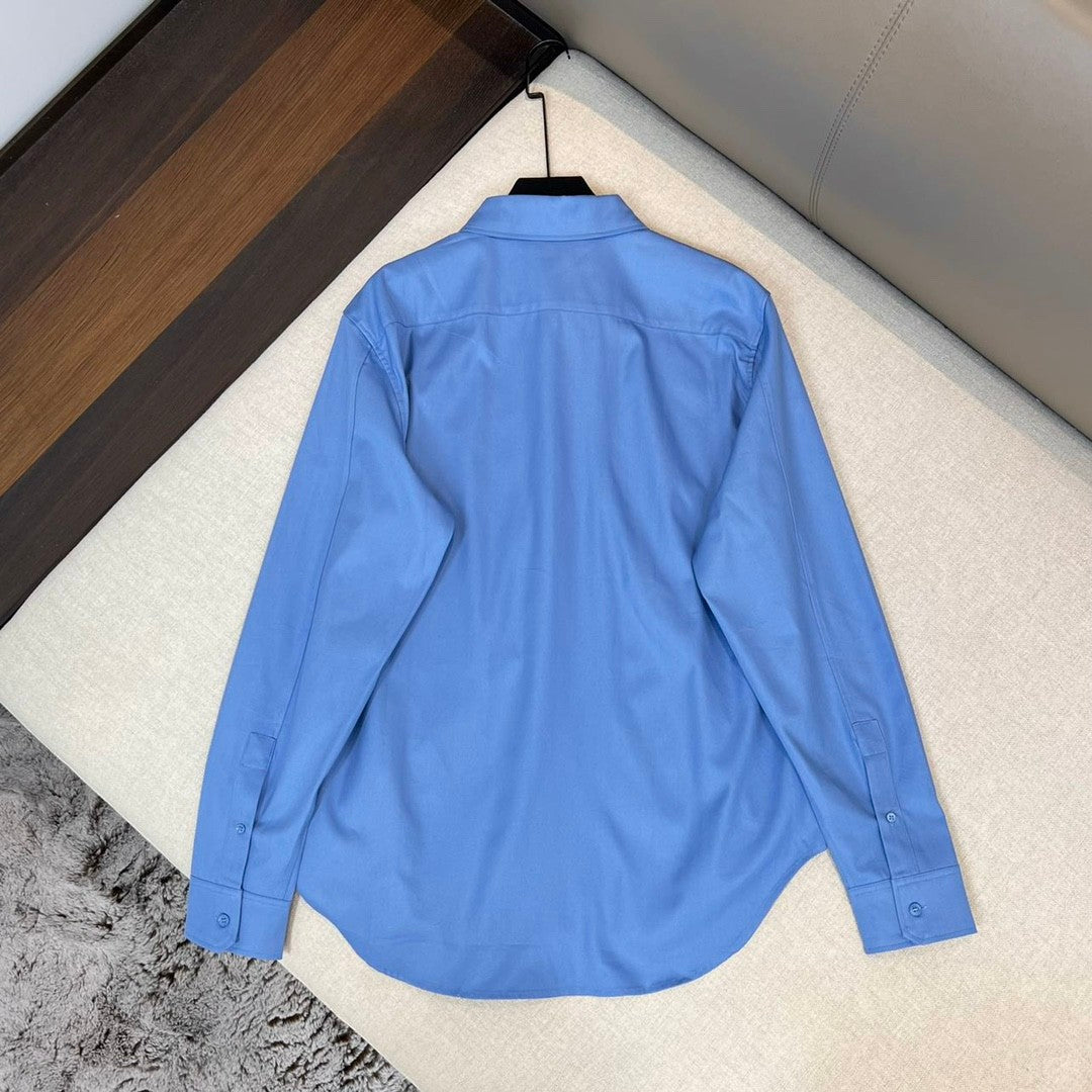 Loewe Men's Spring and Autumn Solid Color Single Breasted Lapel Long Sleeve Shirt #99552