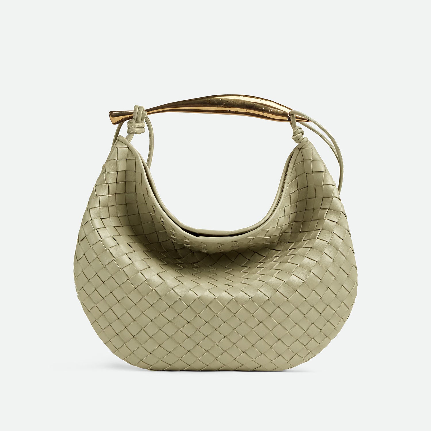 Bottega Veneta Women's Solid Color Woven Magnetic Clasp Closure Sheepskin Half Moon Bag Casual Sardine Tote Bags #75432