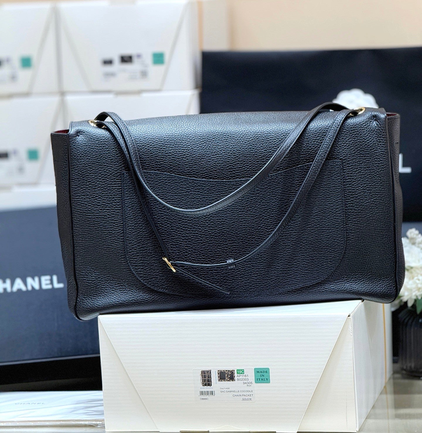 Chanel Cf Tote Bag Extra-large Mix Brown Exclusive Conceria Gaiera Giovanni Genuine Leather With Alligator-patterned Mix Silver Buckles—a Stylish Elegant Large Bag In Brown-red AS6231-B24008-U8391 #195640