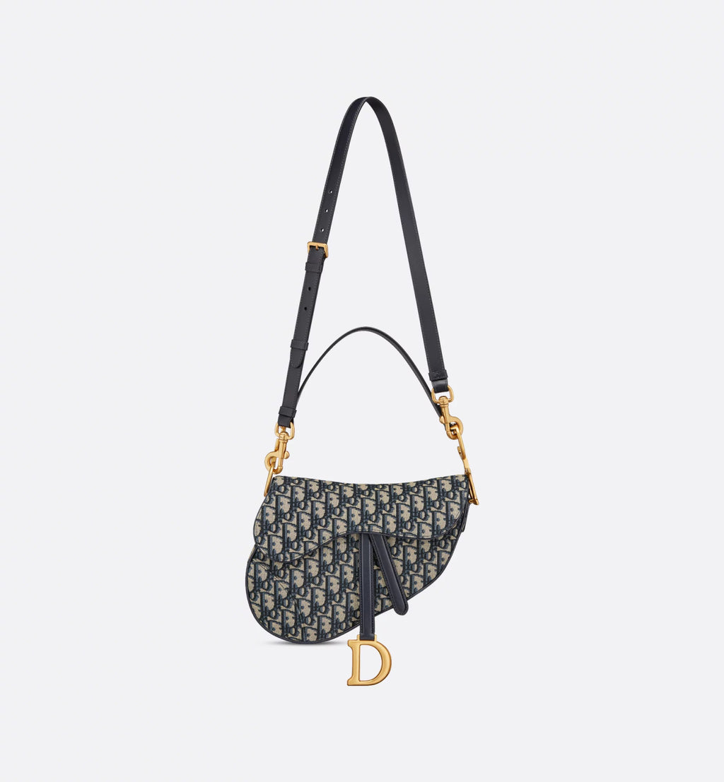Dior Mini & Medium Saddle Bag With Shoulder Strap Blue Oblique Printed Fashion Exquisite Temperament Clutch Bag Crossbody Bag Bags M0455CBAA_M900 #81649
