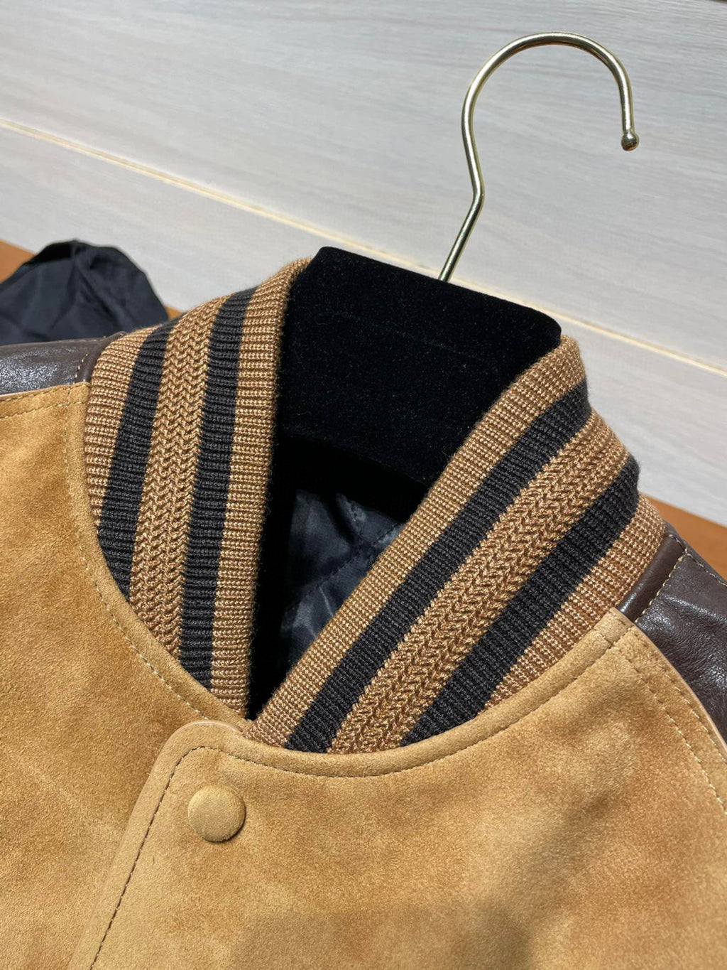 Berluti Suede Leather Patchwork Varsity Jacket #96481