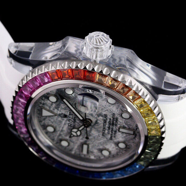 Rolex glass crystal series white tape plus transparent tape blue luminous watch accessories jewelry #82249