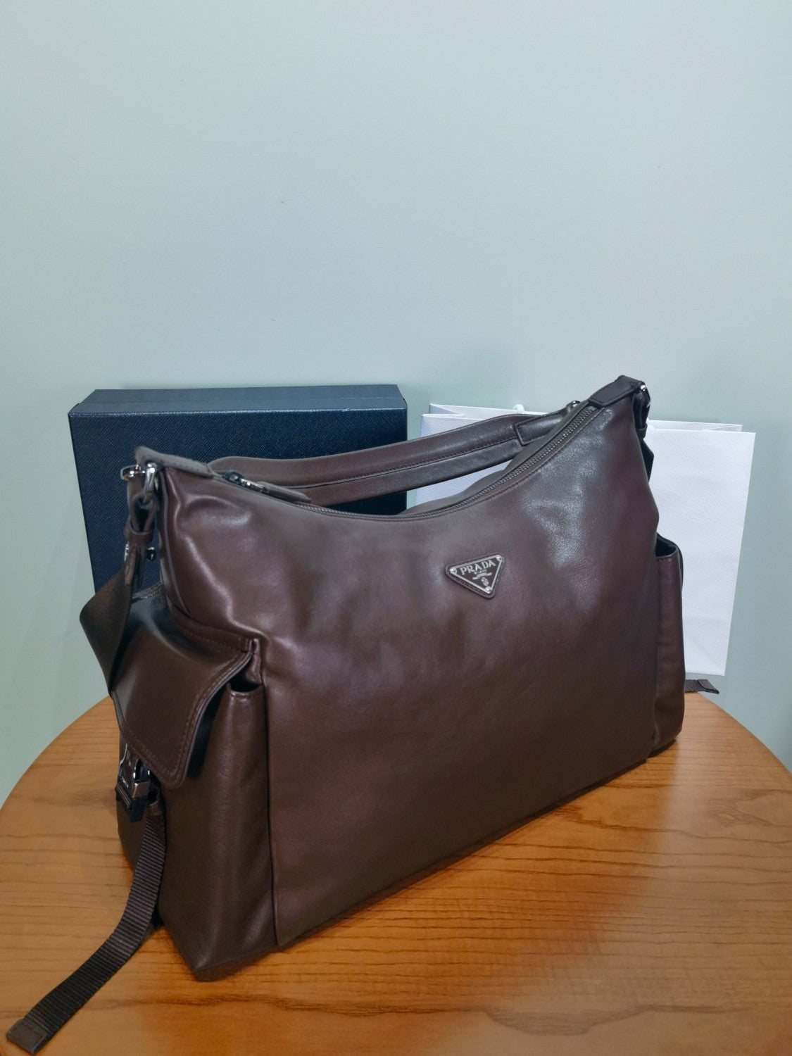Prada Brown Leather Explore Shoulder Bag #379558