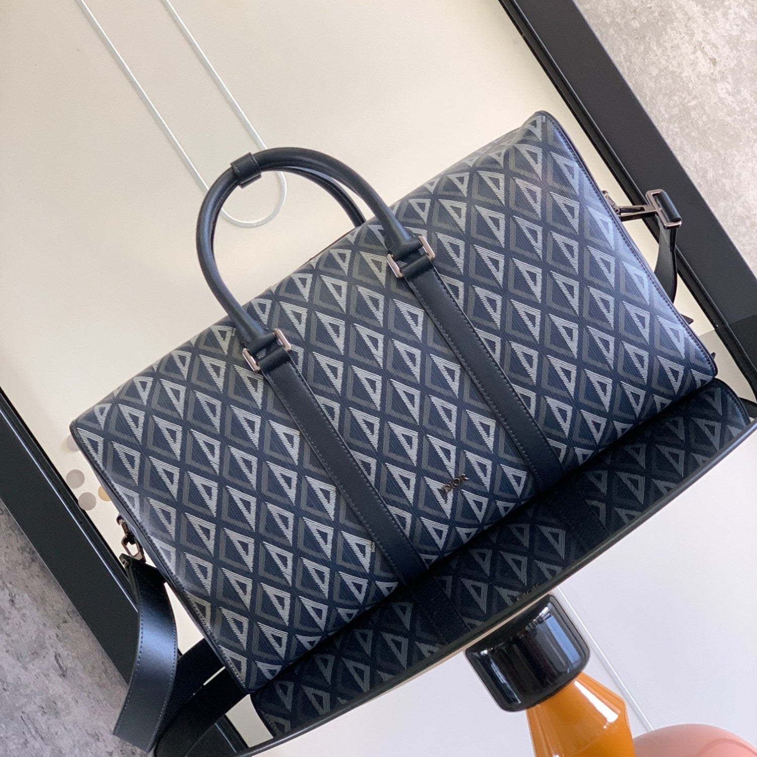 DIOR LINGOT 50 Men's and Women's Adjustable Shoulder Strap Letter Printed Leather Canvas Tote Travel Bag Bags #76472
