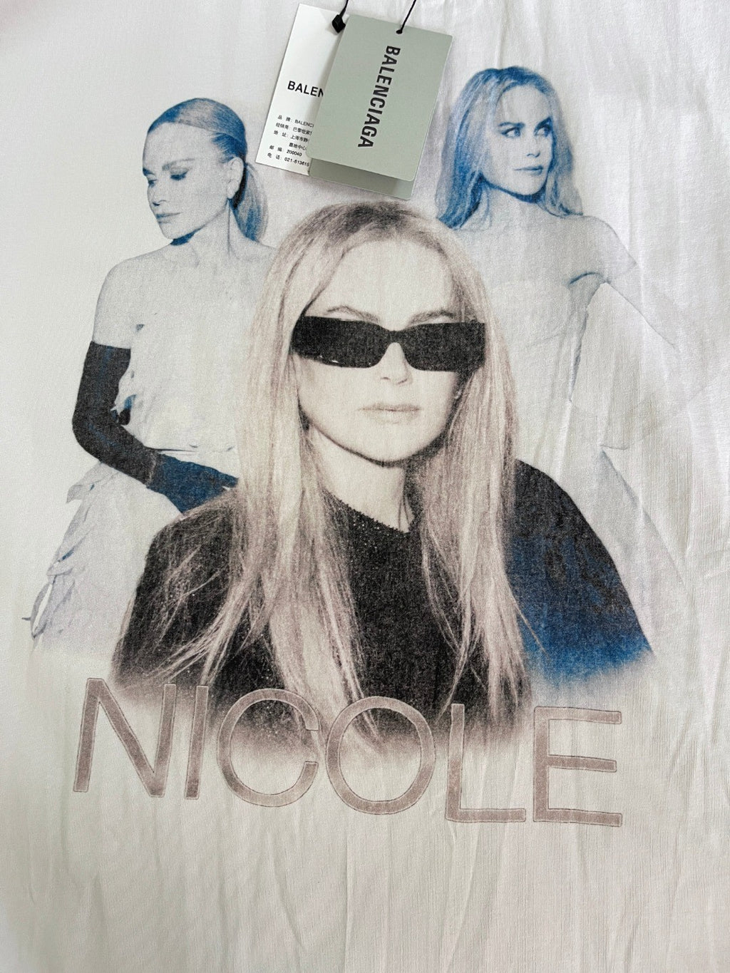 Balenciaga Nicole Kidman Ambassador Signature Portrait Men's Women's Summer Solid Color Pleated Washed Casual Loose Short Sleeve NICOLE BOXY T-Shirt Ngvp #1482