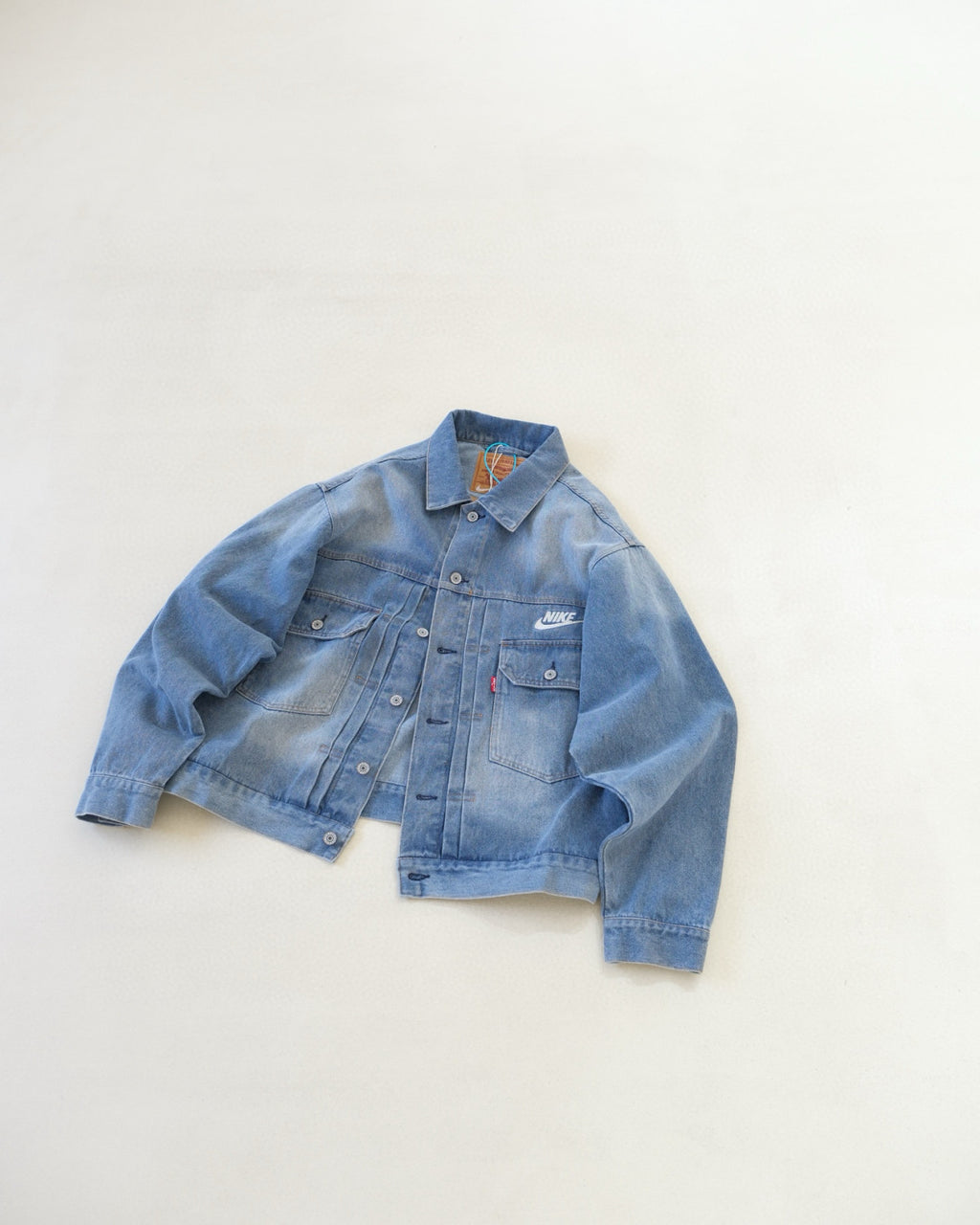 Nike x Levi's Men's Spring/fall Fashion Casual Loose Fit Single Breasted Collared Double Pocket Denim Jacket Letter Printed Loose Fit Casual Denim Pants Suit Set #78496