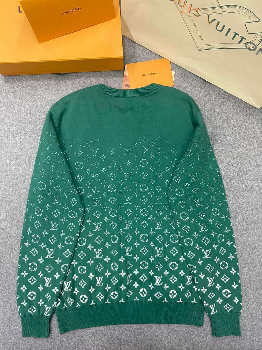 Louis Vuitton Men's Spring/Fall Fashion Casual Classic Vintage Floral Gradient Round Neck Knit Sweater #78733