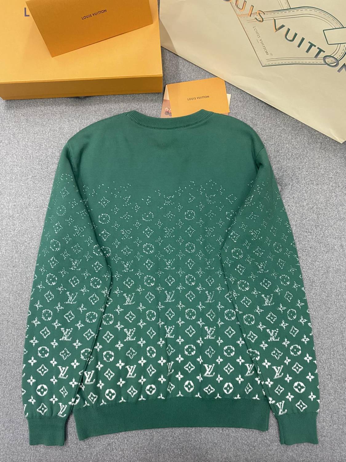Louis Vuitton Men's Spring/Fall Fashion Casual Classic Vintage Floral Gradient Round Neck Knit Sweater #78733