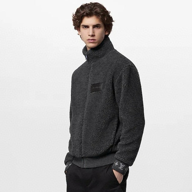 Louis Vuitton Men's Winter Fashion Casual High Neck Zipper Solid Color Fleece Jacket #79325