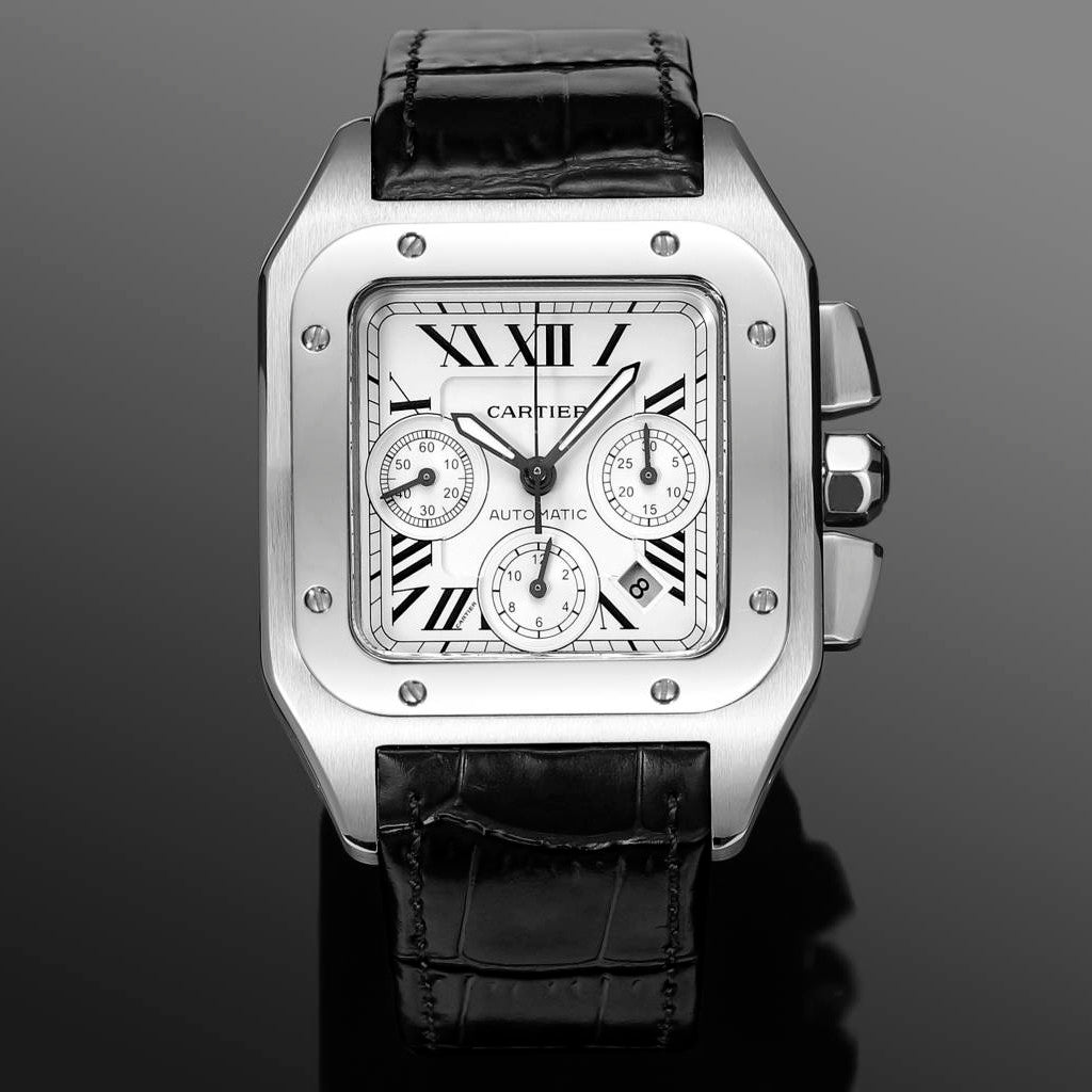 Cartier Santos Men's Automatic Mechanical Movement Roman Scale Date Display Chronograph 100M Water Resistant Mechanical Watch #72997