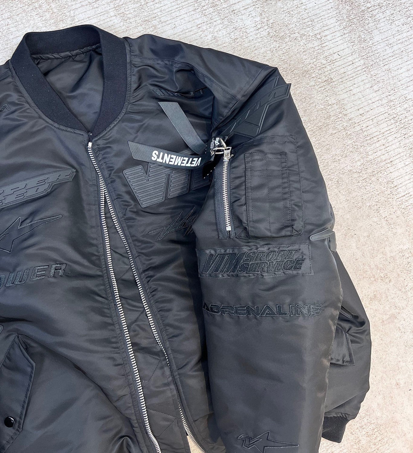 Vetements Embossed Letter Zip Sports Jacket #96689