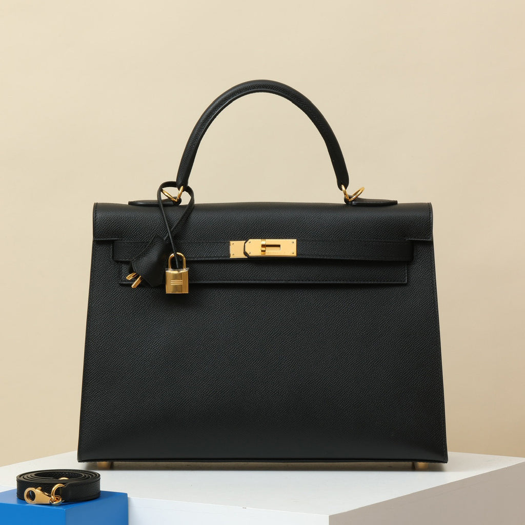 Hermes KL35 Solid Color Cowhide Leather Handbag Metal Buckle Kelly Bag Bags Accessories #75744