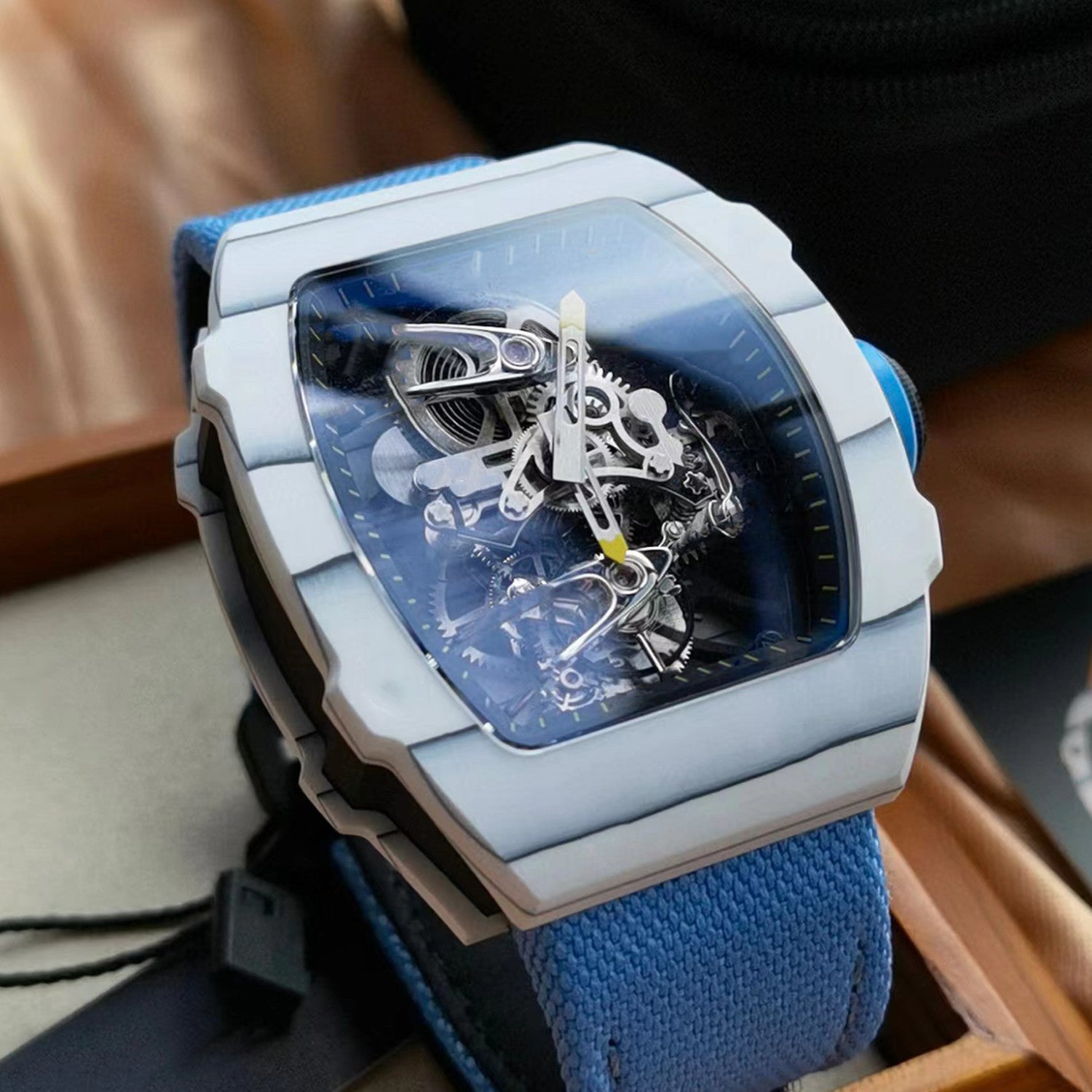 Carbon Fiber Tourbillon Wrist Watch Accessories Jewelry #82468