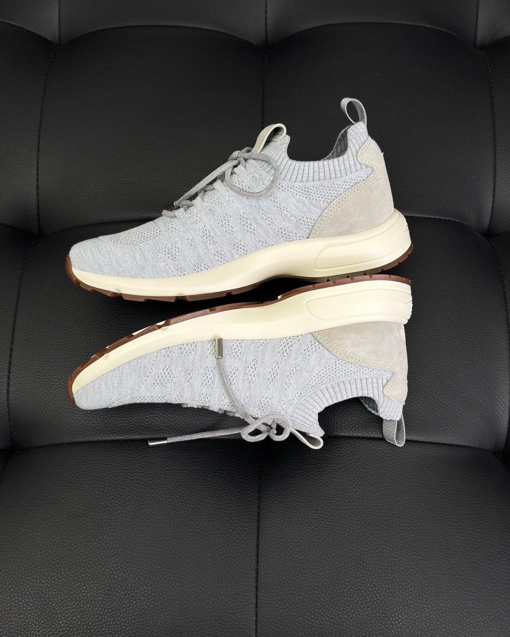 DIOR B80 Lounge Sneaker Dior Gray Cannage Cashmere Wool and Silk Knit with Dior Gray Suede#336623