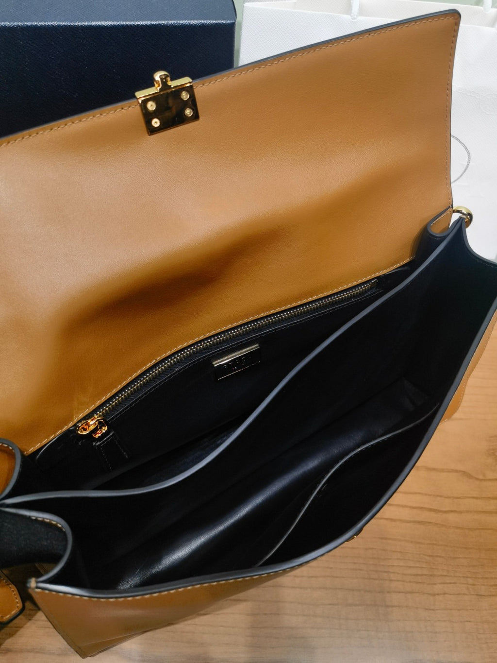 Prada Soft Sound Women's Metal Parts Snap Button Flap Closure Solid Color Leather Crossbody Shoulder Bag Bags #76359