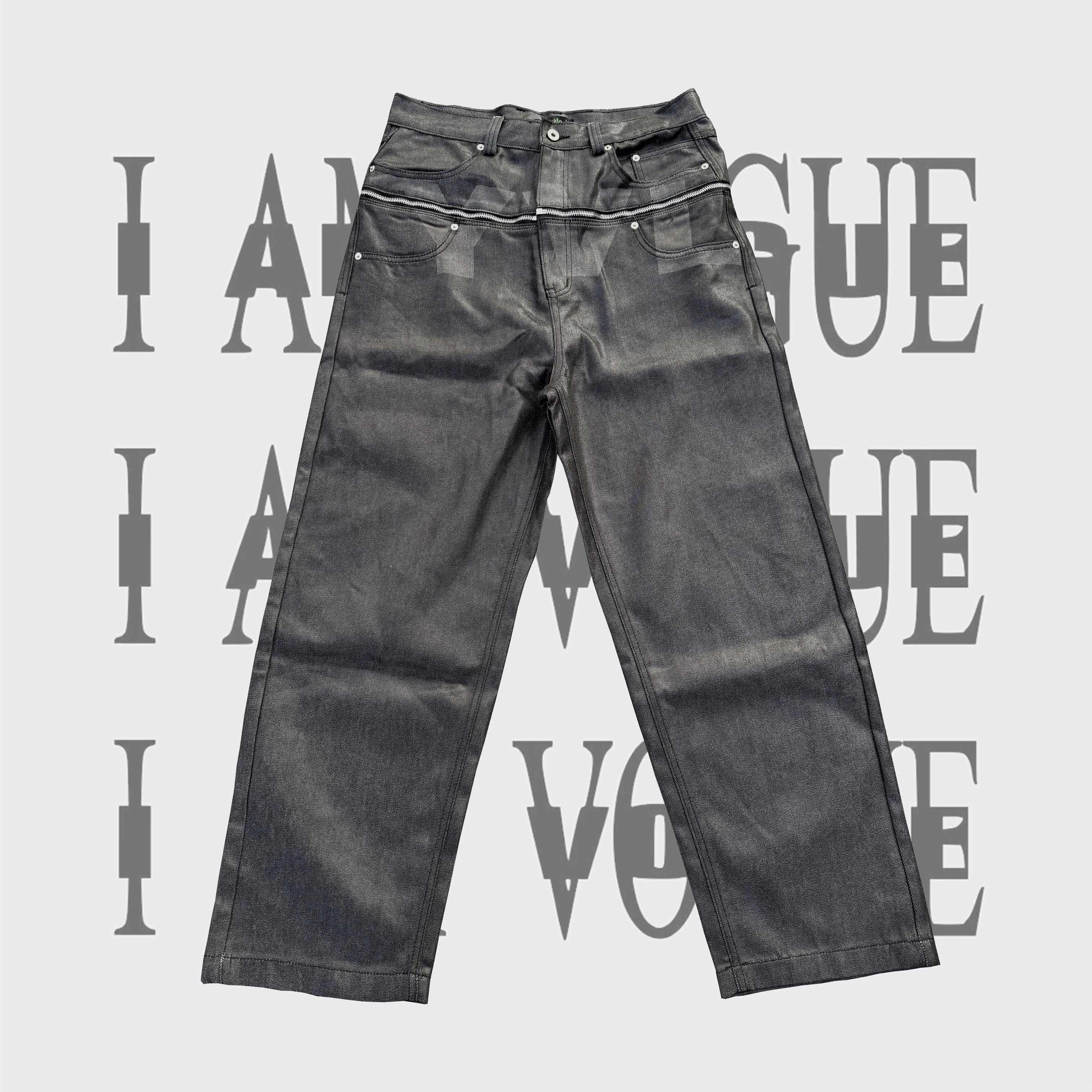 Opium Yvl Style Playboicarti Same Silky Brush Wax Zipper Dark Denim Pants Zipper High Street Vintage Pants Spring Summer Ngvp #1747