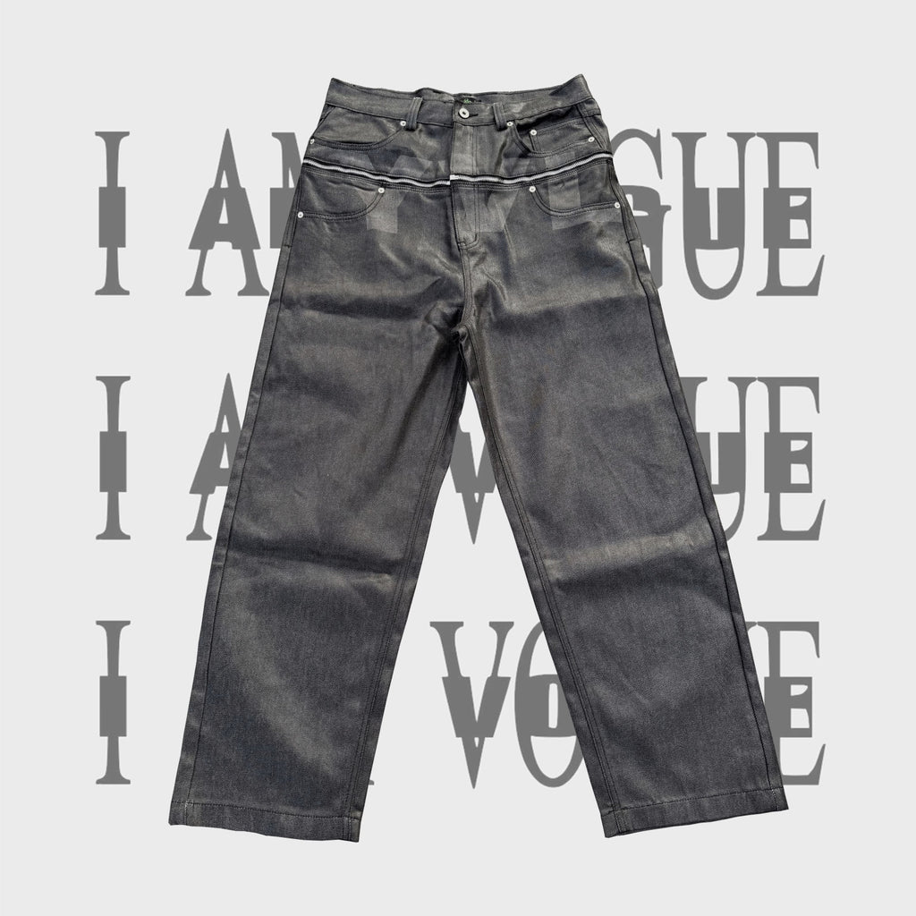 Opium Yvl Style Playboicarti Same Silky Brush Wax Zipper Dark Denim Pants Zipper High Street Vintage Pants Spring Summer Ngvp #1747
