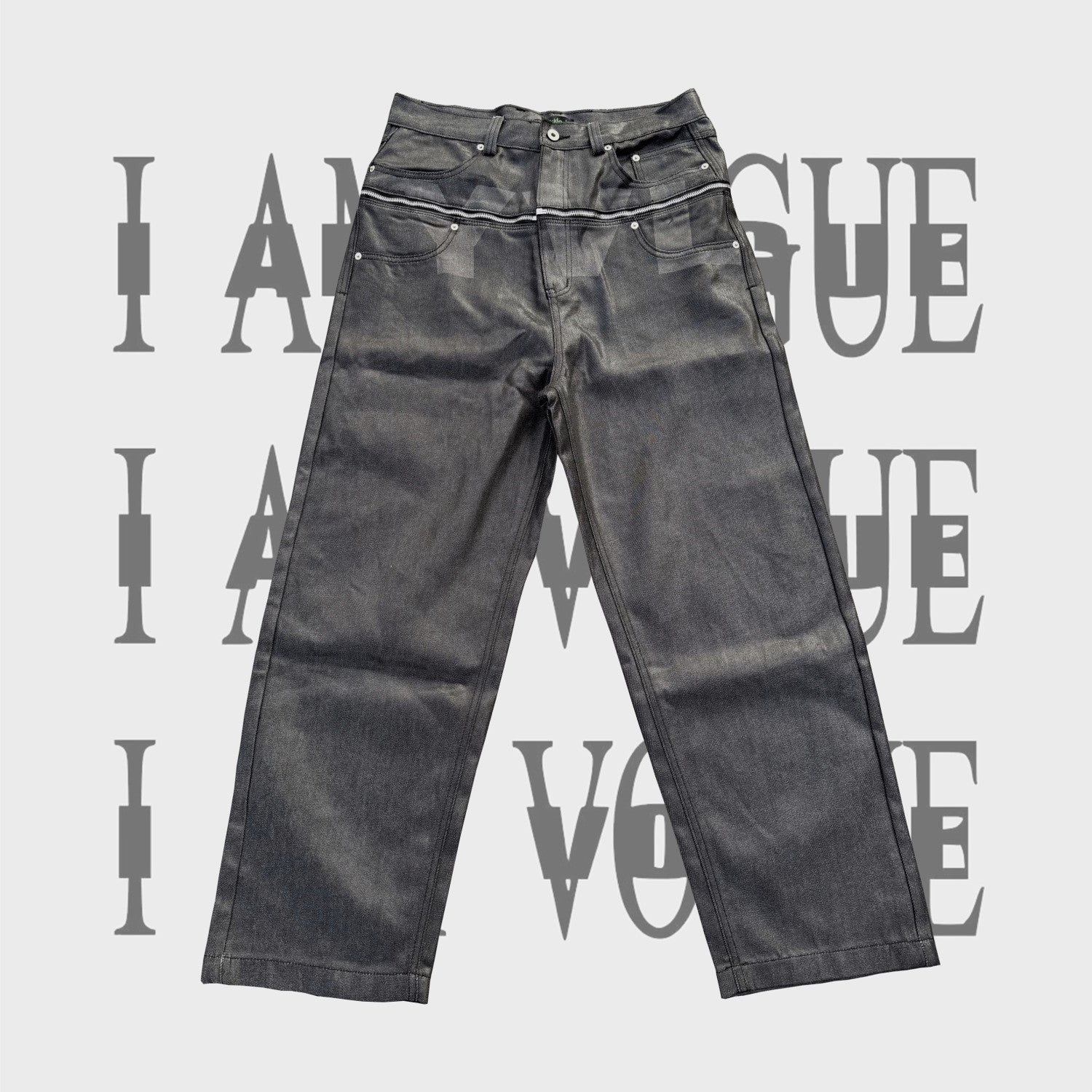 Opium Yvl Style Playboicarti Same Silky Brush Wax Zipper Dark Denim Pants Zipper High Street Vintage Pants Spring Summer Ngvp #1747