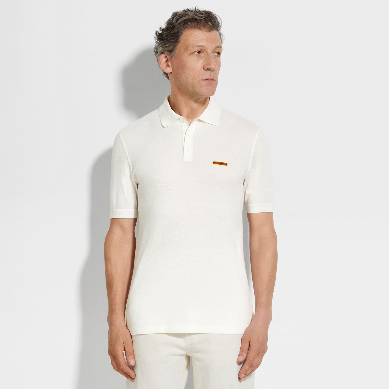 Ermenegildo Zegna Men's Summer Solid Color Breathable Beaded Cotton Fabric Polo Neck Short Sleeve T-Shirt #76929