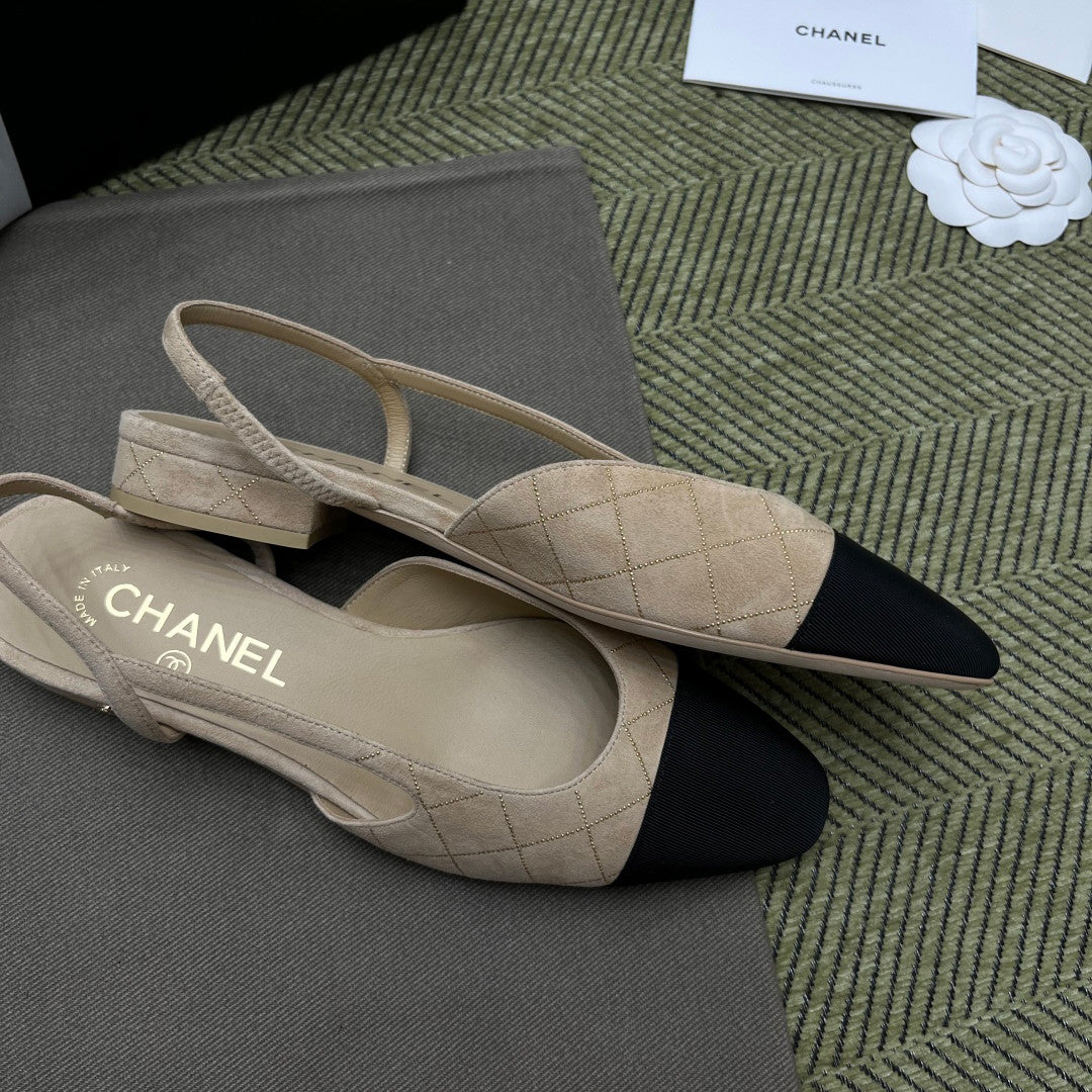 Chanel Women's Spring/Fall Fashion Casual Round-Toe Slip-On High-Heel Chunky-Heel Flat Casual Shoes #78772