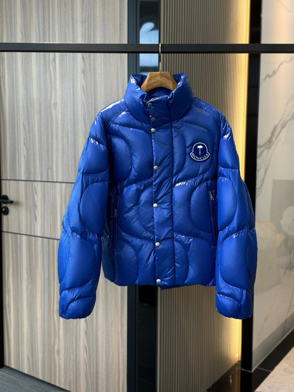 Moncler x Palm Angel  Men's And Women's Winter Fashion Casual Solid Color Zipper Single Button Windproof White Goose Down Jacket Cotton Coat Jacket #79142