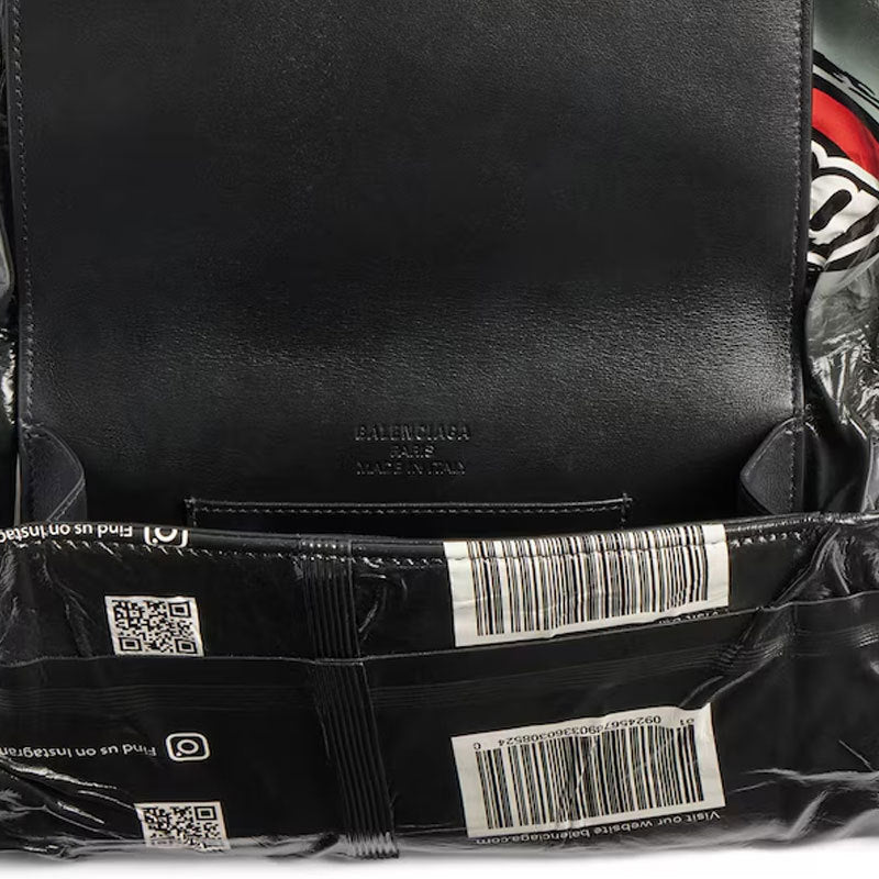 Balenciaga Balenciaga hand-worn shiny cowhide wallet clutch women's black Show style potato chip clutch bag #332327