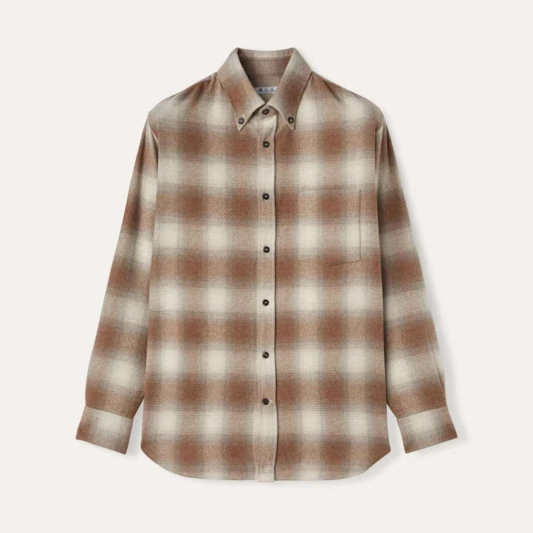 Loro Piana Men's Spring. Autumn And Winter Check Solid Color Long Sleeve Single Breasted Casual Jack Shirt Ngvp #9886