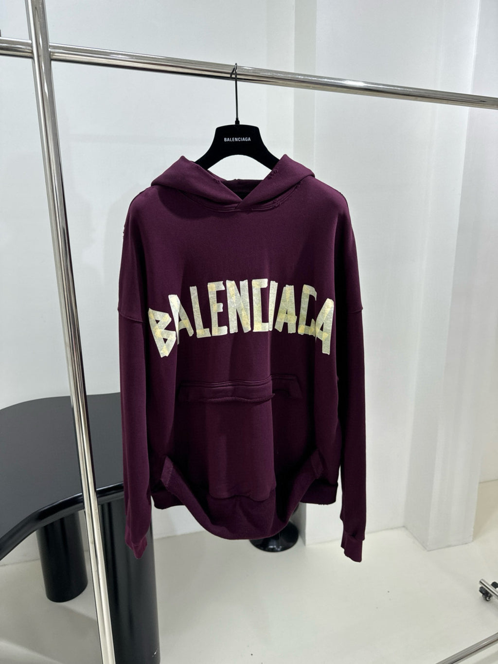 Balenciaga Men's Summer Crimson Letter Print Crew Neck Regular Fit Hooded Sweatshirt Pullover #98986