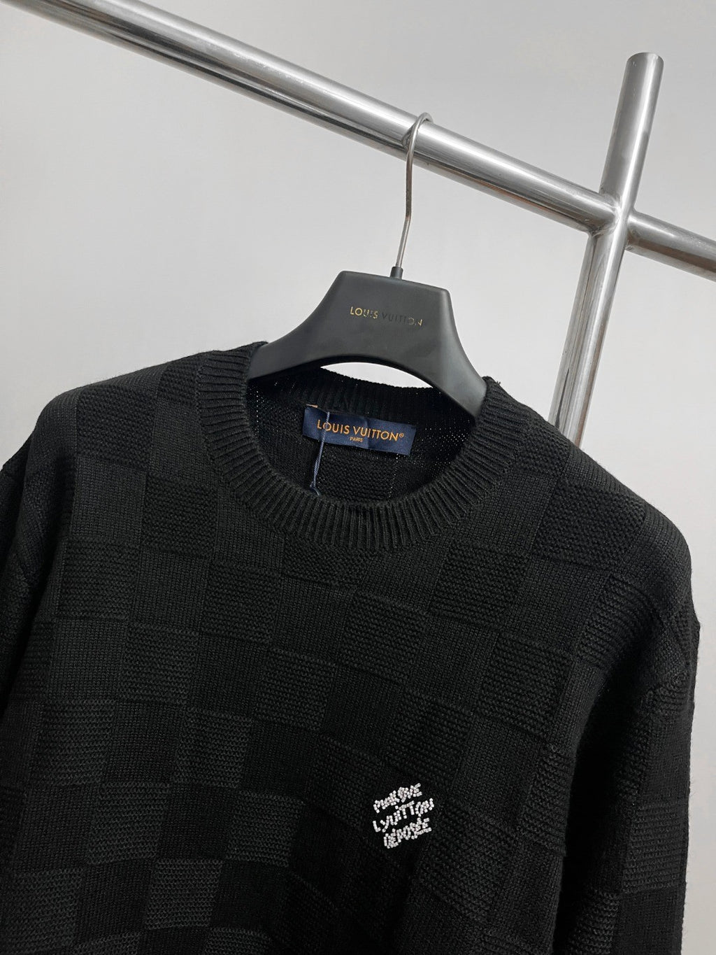 Louis Vuitton Embellished Wool Damier Pullover #333428