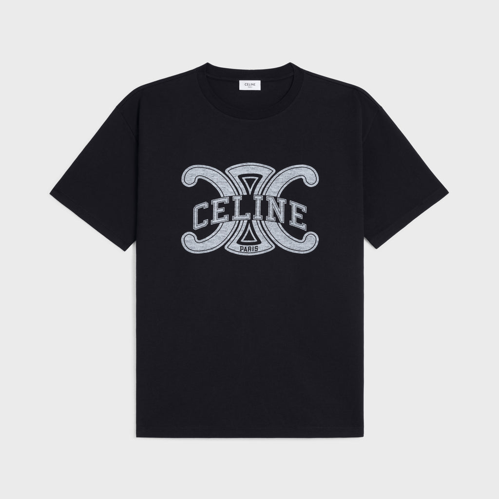 Celine Men's Logo Printed Summer Cotton Jersey Solid Color Round Neck Short Sleeve T-Shirt #77248