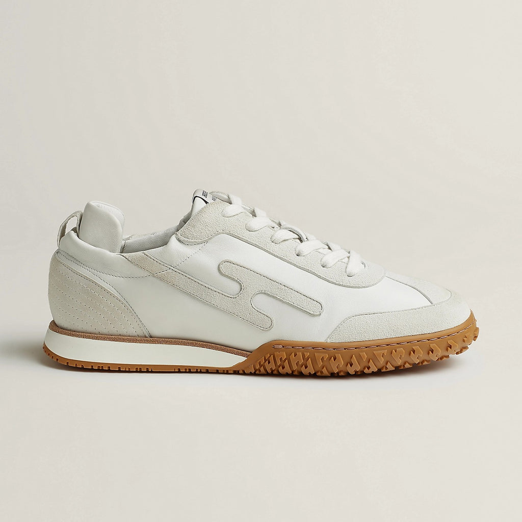 Hermes Jet Women's Four-Season Color-Blocked Suede Fabric Rubber Sole Low-Top Lace-Up Sneakers Shoes #77573