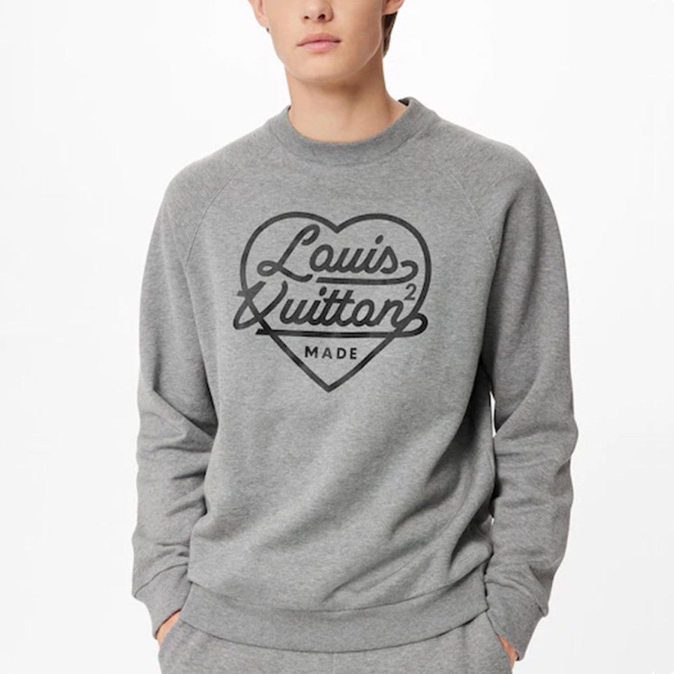 Louis Vuitton Men's Spring and Autumn Gray Love Logo Letter Printed Pullover Sweater Sweatshirt #99751