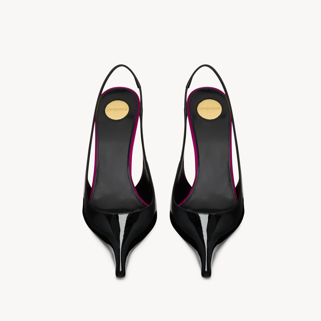 Saint Laurent AMALIA Women's Fashion Classic Pointed Toe Leather Patent Leather Open Toe Stiletto Heels Heel Height Approximately 10.5cm High Heels Shoes #78994