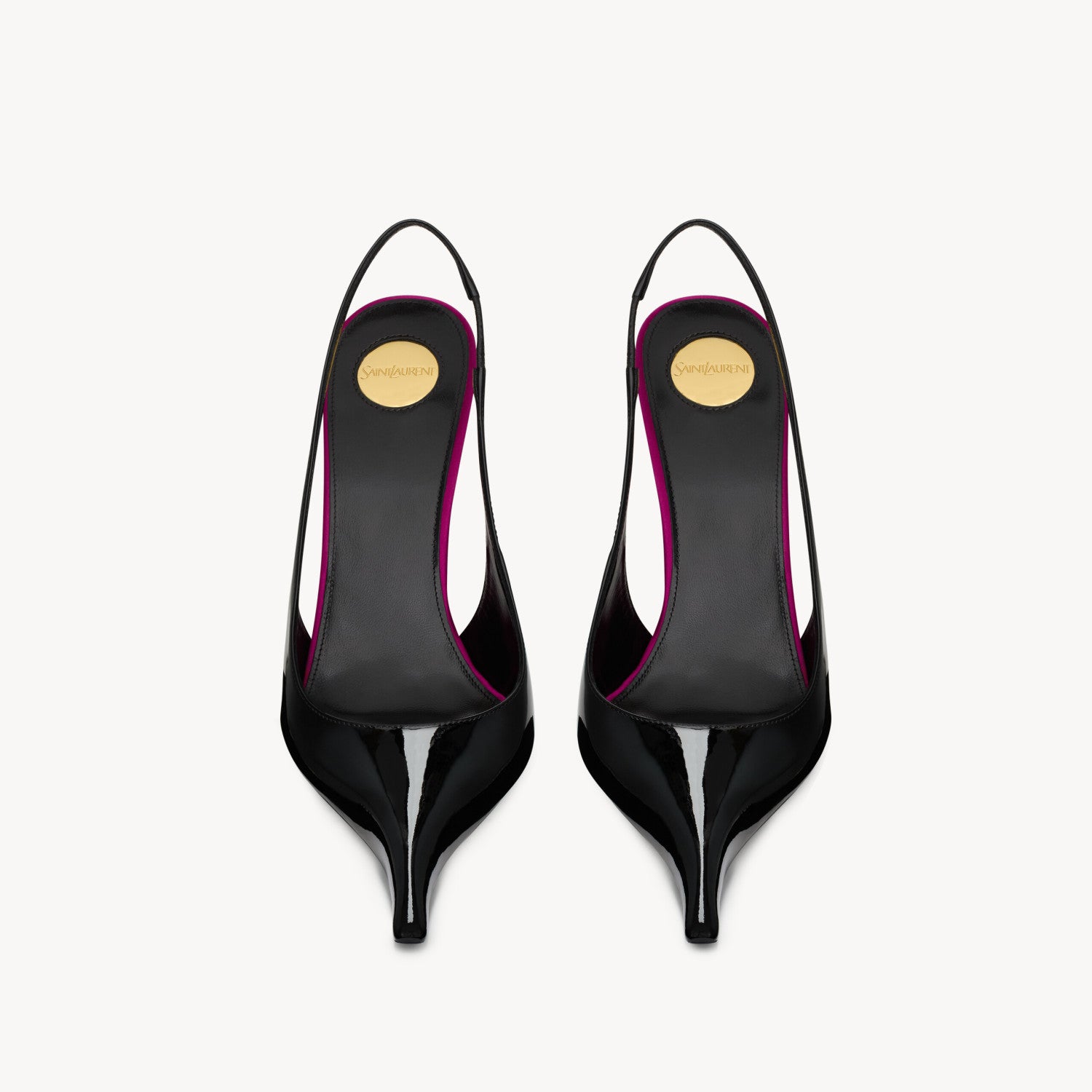 Saint Laurent AMALIA Women's Fashion Classic Pointed Toe Leather Patent Leather Open Toe Stiletto Heels Heel Height Approximately 10.5cm High Heels Shoes #78994