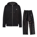 Prada Men's Winter Cotton Zip Drawstring Hooded Jacket Stretch Sweatpants Pants Suit Set #97743