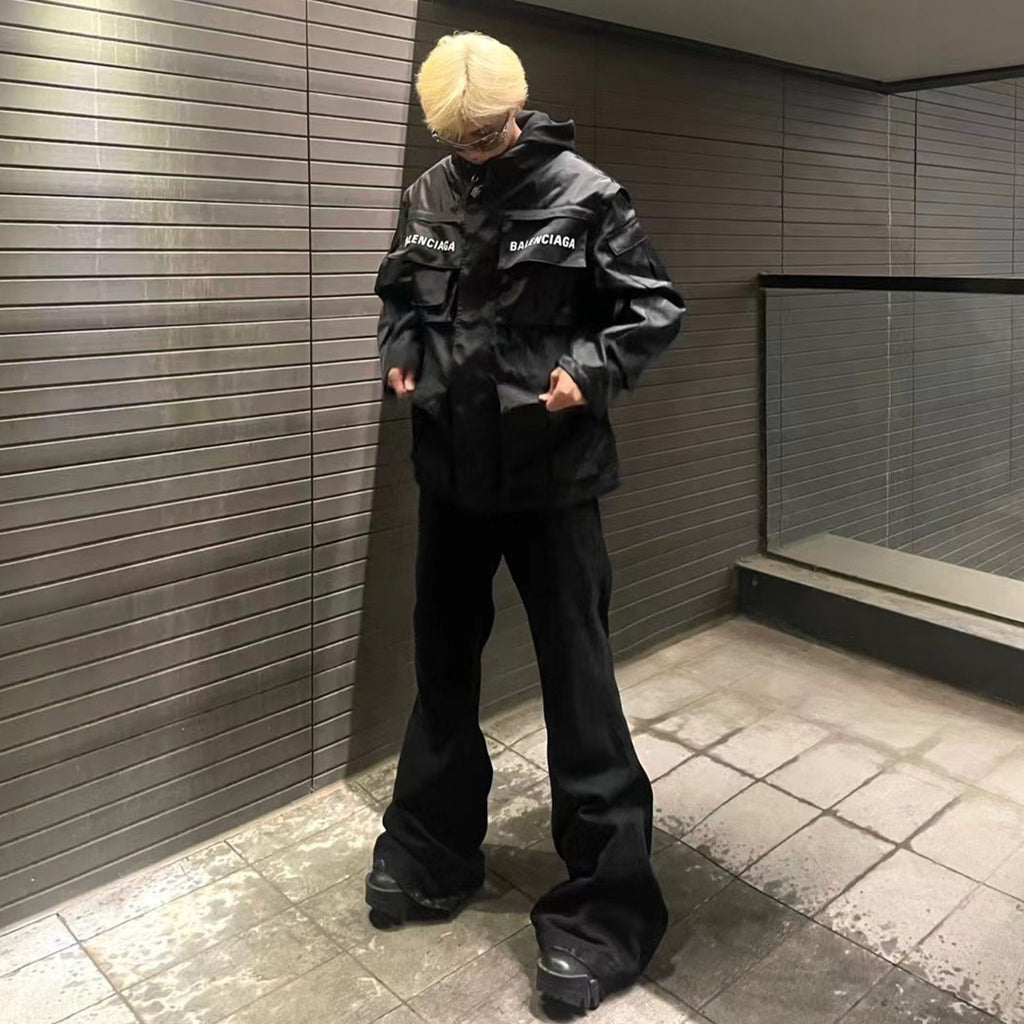 Rick Owens Men's High-street Solid Colour High-waisted Micro-large Denim Trousers Twill Cotton Spring And Autumn Versatile God Pants Ngvp #9827