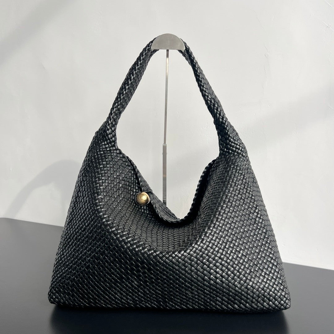 Bottega Veneta Tosca Woven Solid Colour Woven Leather Metallic Ball Decoration Flap Closure Handbag Shoulder Bag Bags #76882