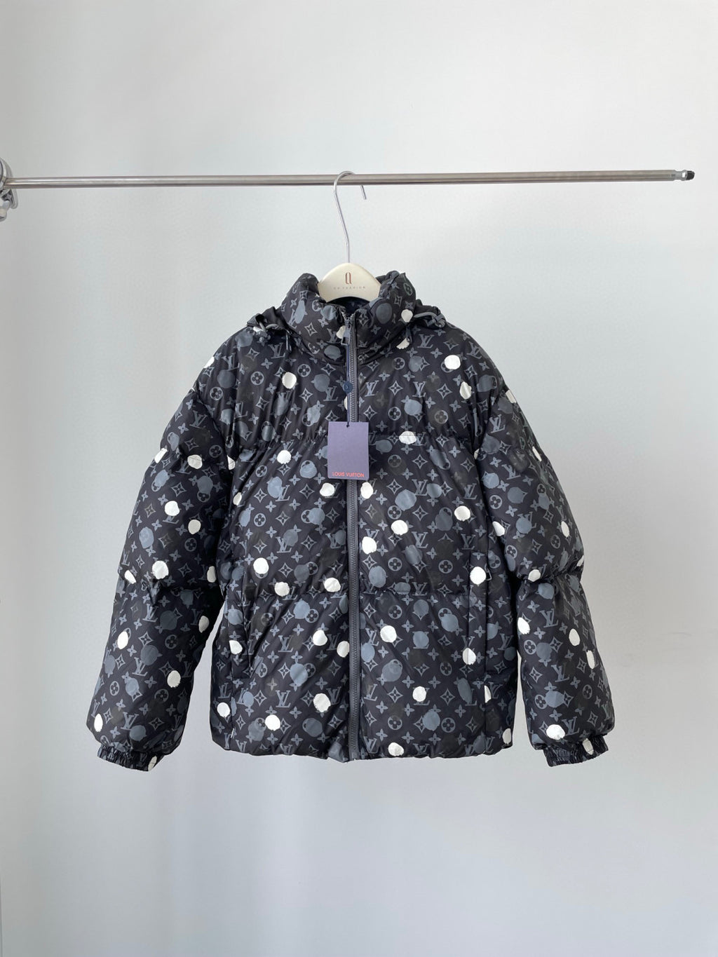 Louis Vuitton Yayoi kusama Black Polka Dot Hooded Down Jacket #96374