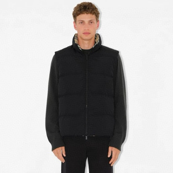 Burberry Men's And Women's Fall/winter Fashion Casual Stand Collar Zipper Checkered Reversible Double Sided Checkered Nylon Padded Vest #79369