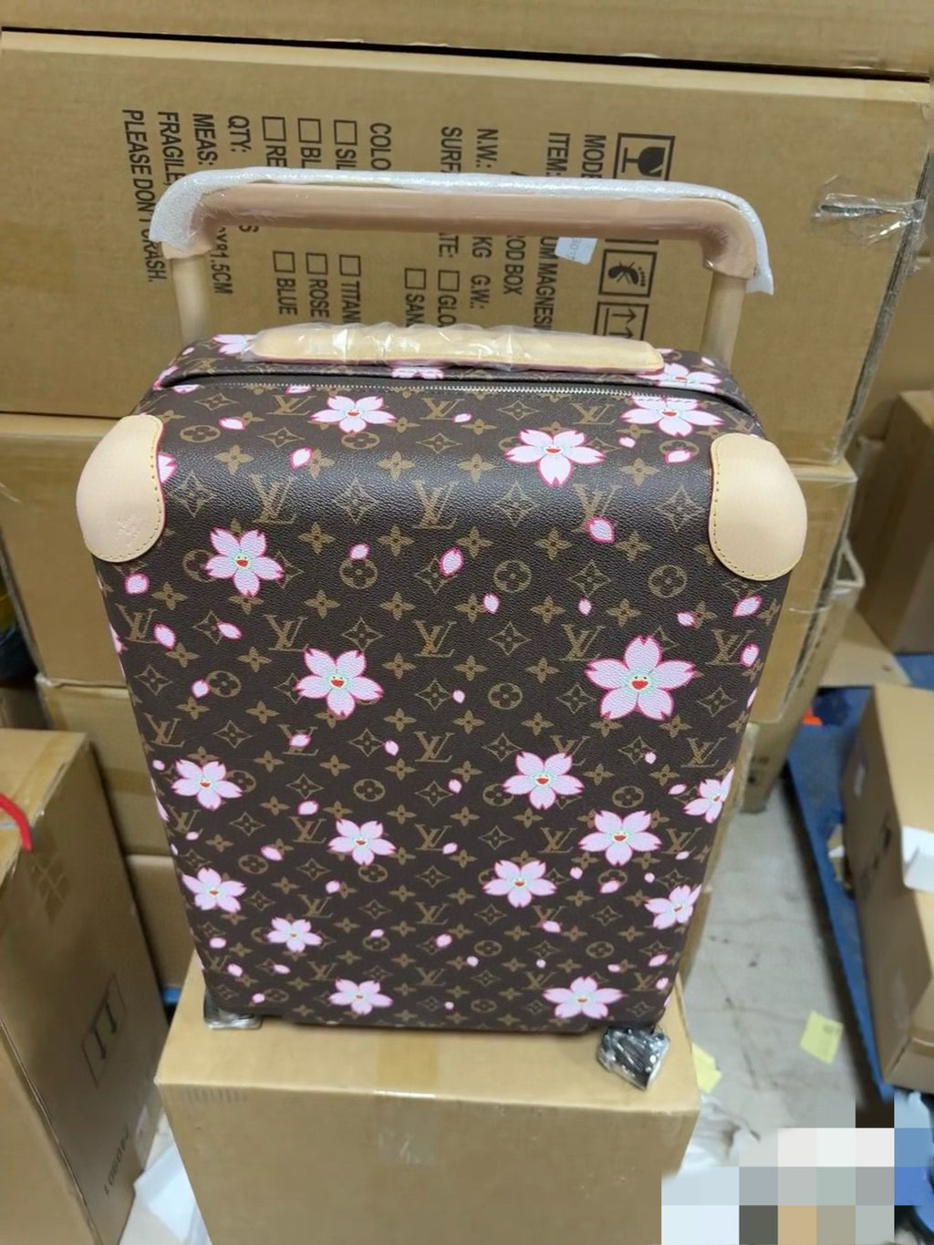 Louis Vuitton x Takashi Murakami Horizon Cherry Blossom Series 20-inch Luggage Coated Canvas Solid Color Travel Box Bag Bags M13788 #81581