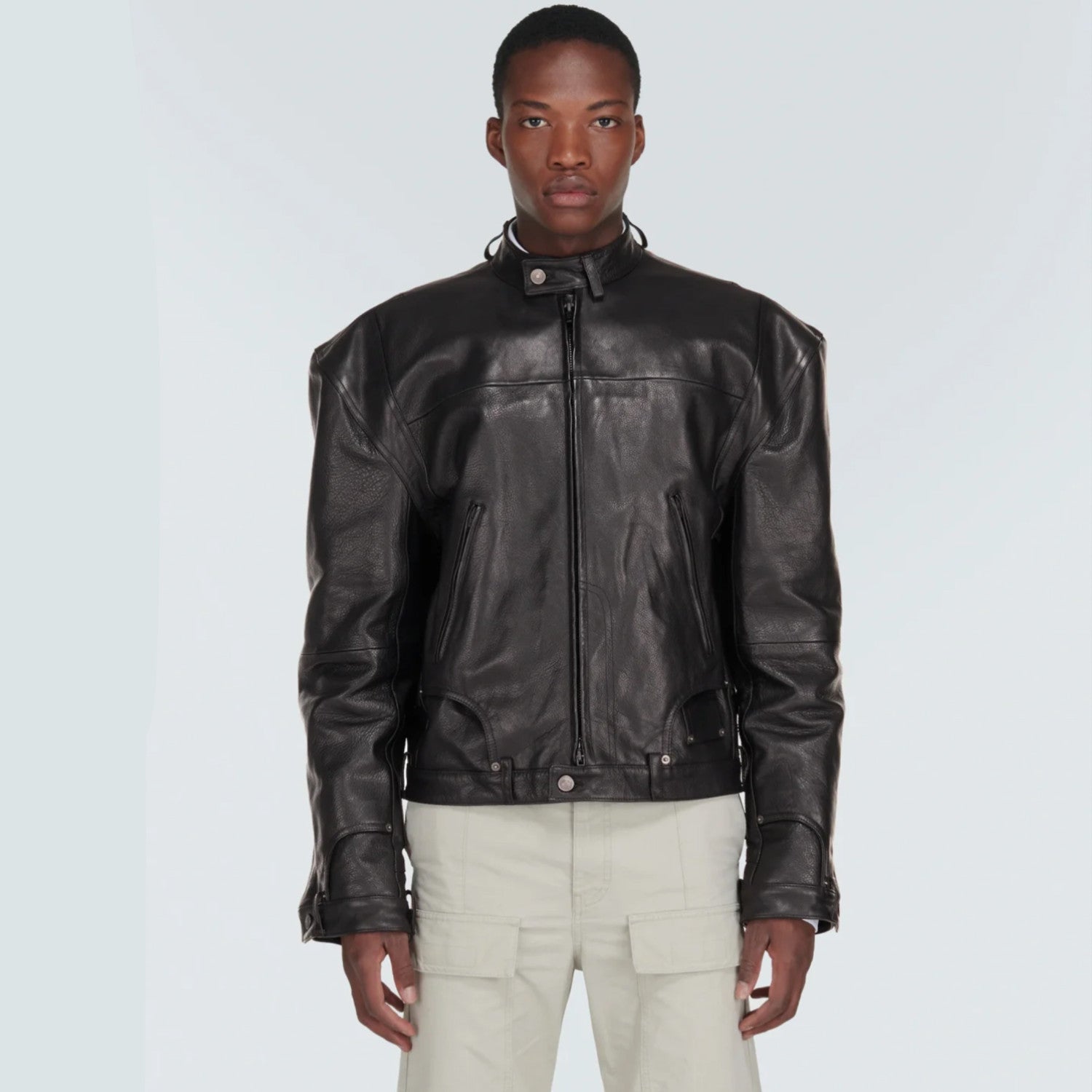 Balenciaga Deconstructed Zip-Up Jacket In Black Ngvp #6682