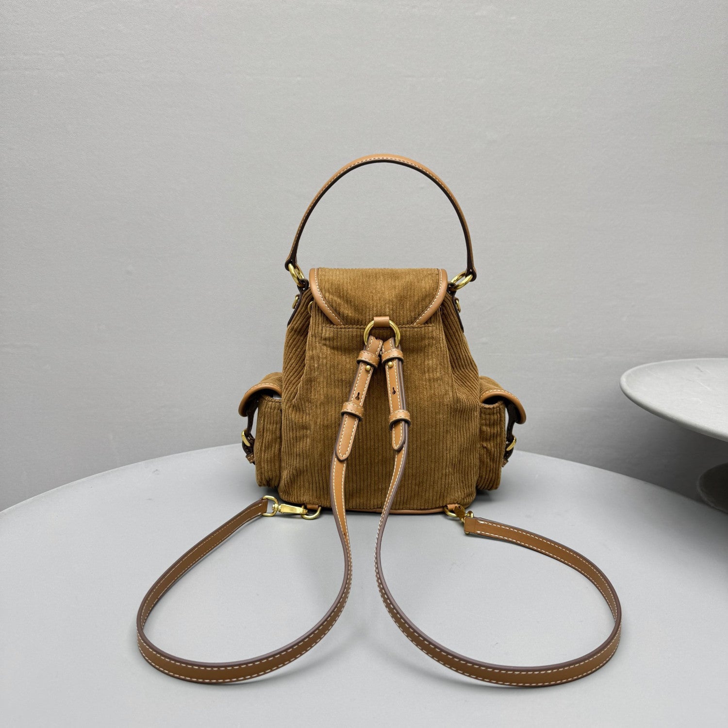 MiuMiu Small Cinnamon Corduroy Backpack #334156