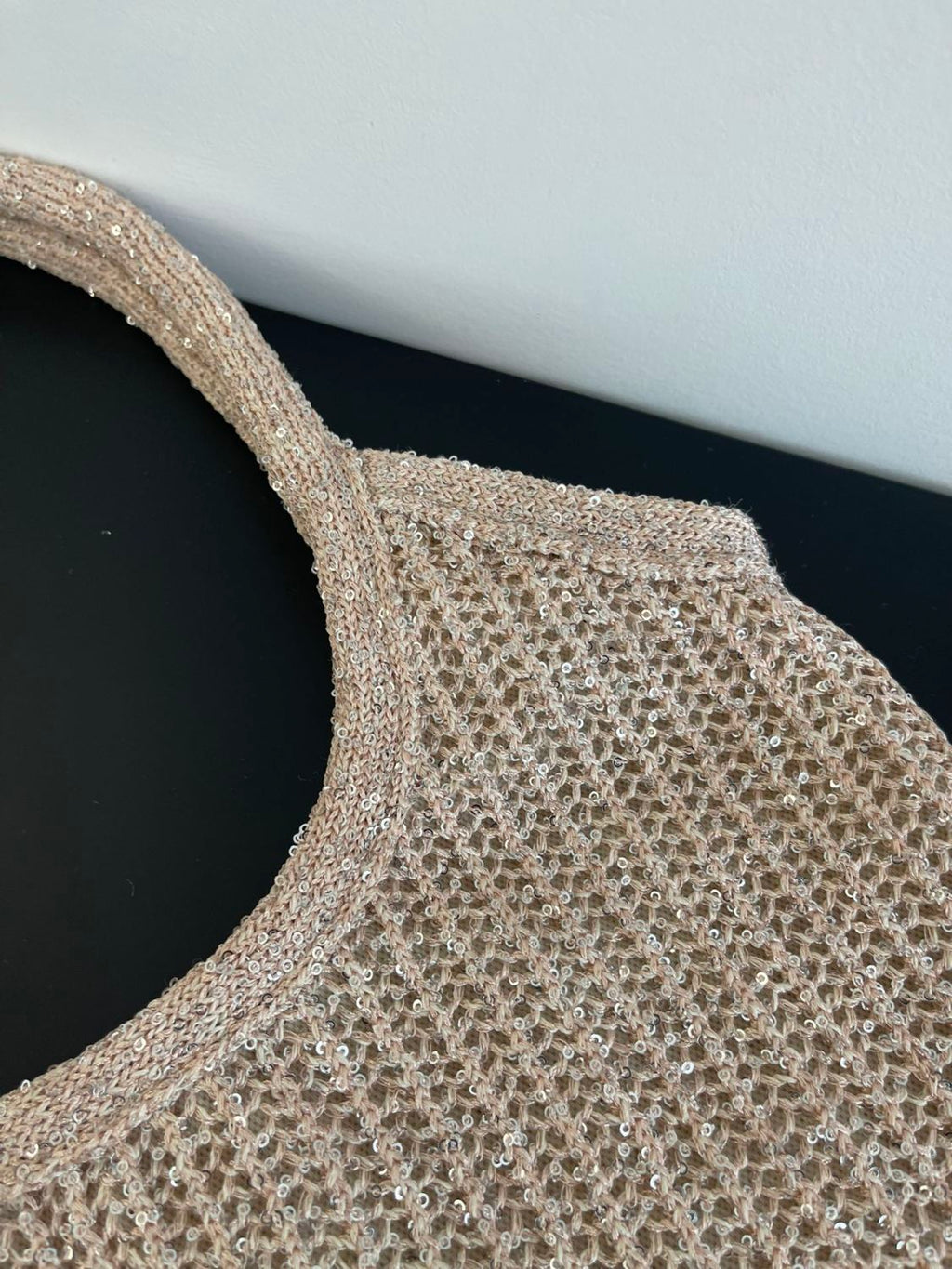 MiuMiu Ivy Sequin Mesh Women's Solid Color Sequined Shoulder Bag with Detachable Handbag Bags and Embroidered Letter Logo #77693