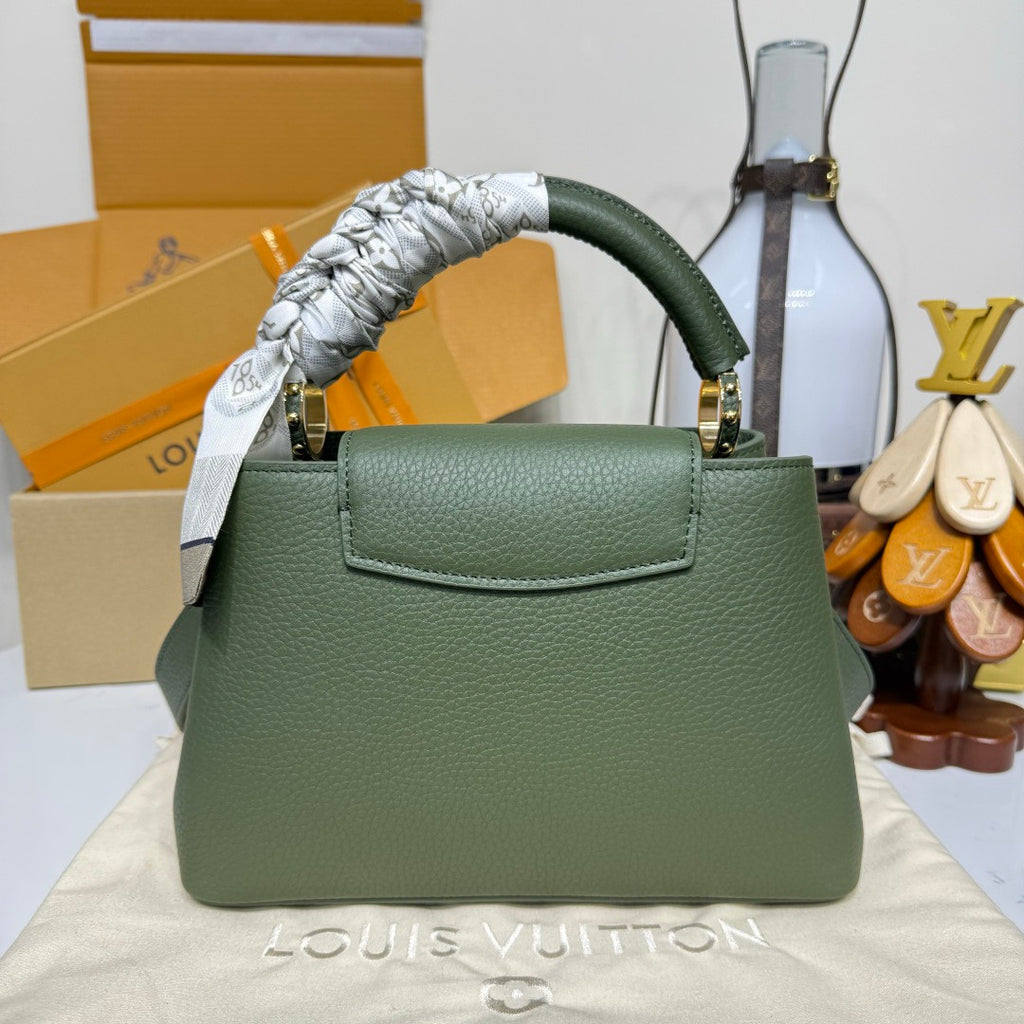 Louis Vuitton CAPUCINES BB Handbag M25474 Army Green Chip Capucines Small Handbag Taurillon Leather Monogram Floral Pattern Modern Clutch Tote Bag Crossbody Bag #195563