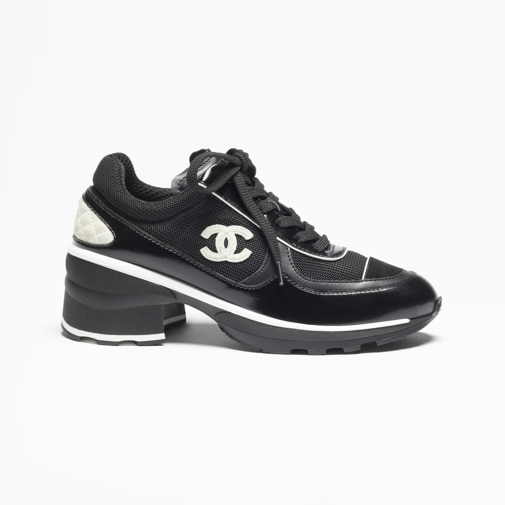 Chanel Women's Spring/Fall Fashion Classic Color Block Round Toe Lace Up Slip On Low Top Chunky Heel Sneakers Casual Shoes #78988