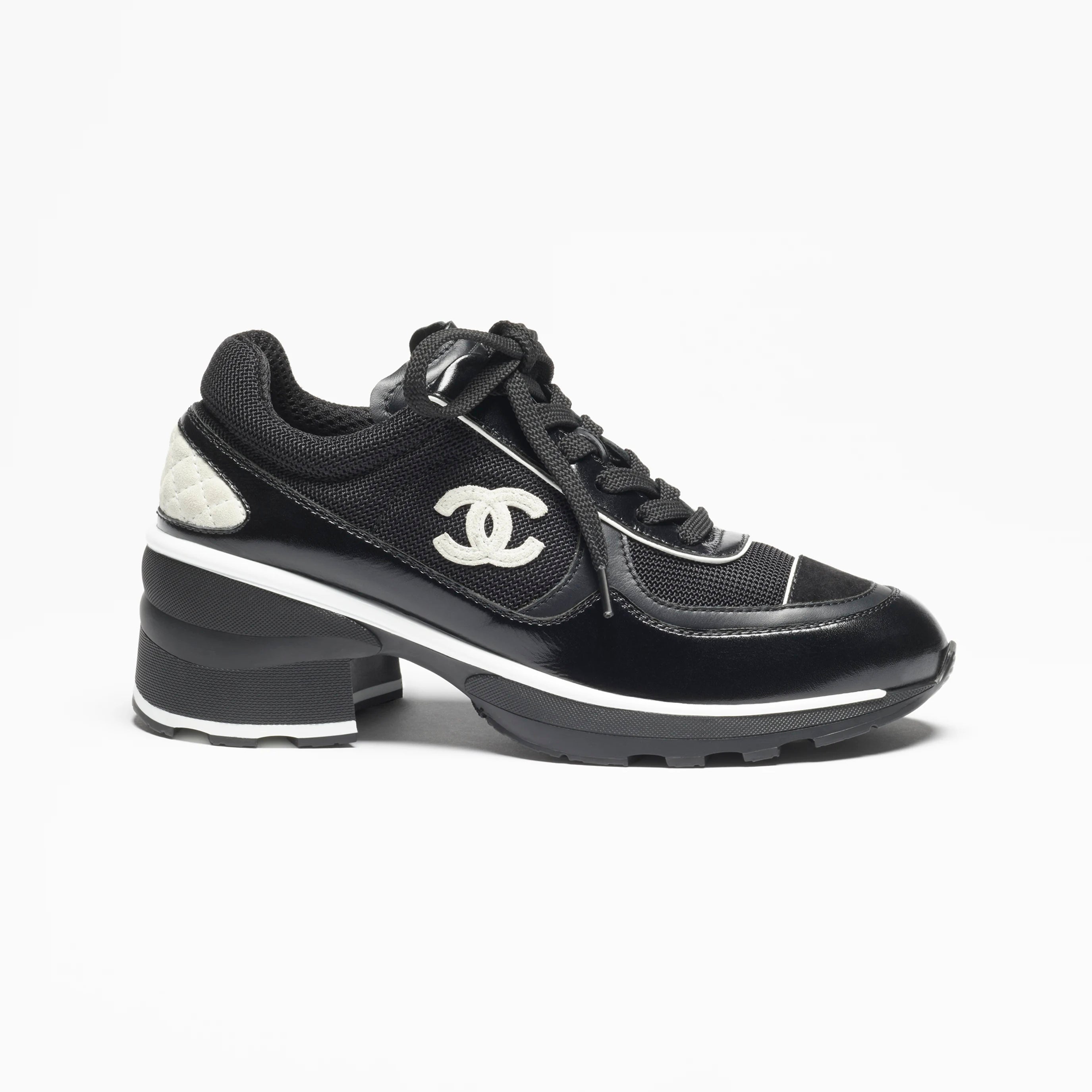 Chanel Women's Spring/Fall Fashion Classic Color Block Round Toe Lace Up Slip On Low Top Chunky Heel Sneakers Casual Shoes #78988